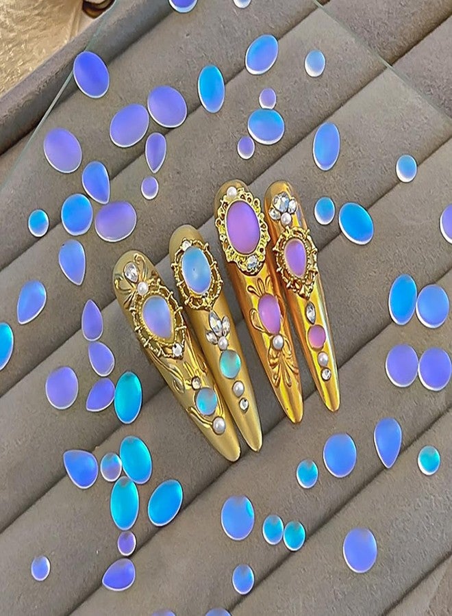 Dornail 50Pcs Mix Shape Size Translucent Blue Tears Nail Rhinestones for Crafting Nail Charms and Gems 50Pcs Gold Frame Charms for Nails Design Circular Droplet Nail Crystals Nail Diamonds Nail Accessories - Image 4